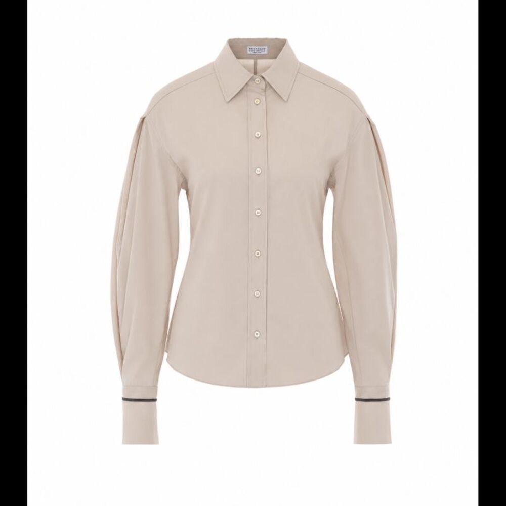 Brunello Cucinelli Women Poplin Shirt With Silk Cuff